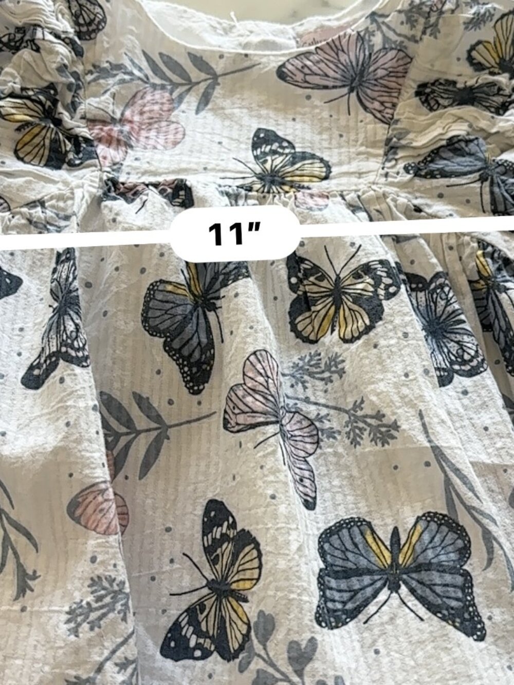 Catherine Malandrino Butterfly Print Gauze Flutter Sleeve Tiered Dress Girls 3T - Picture 7 of 7